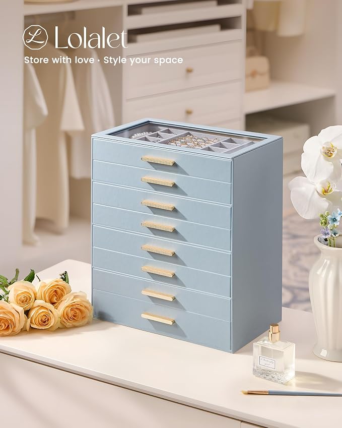 Lolalet Jewelry Box Organizer, 8-Layer Jewelry Organizers and Storage Case - Image 4