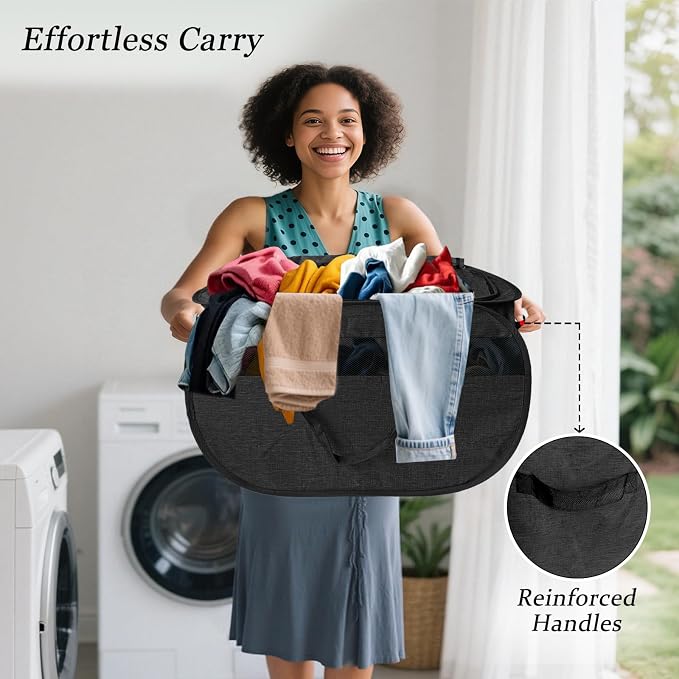 100L Extra Large Mesh Pop Up Laundry Hamper - Image 6