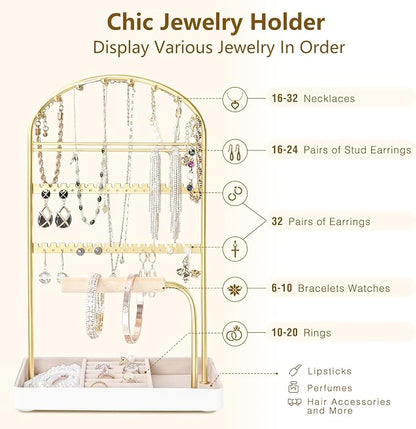 Multi-Functional Jewelry Holder Organizer Necklace Display Stand Velvet Lined - Image 5