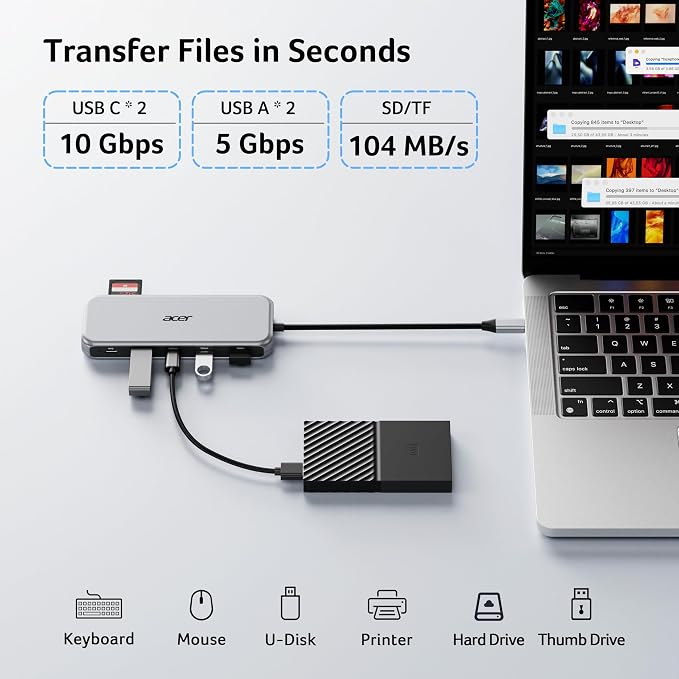 Acer Laptop Docking Station 3 Monitors, 11-in-1 USB C Docking Station - Image 7