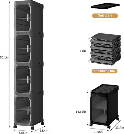 4-Tier Tall Narrow Slim Bathroom Storage Cabinet, Adjustable Shelves, Fits - Image 2