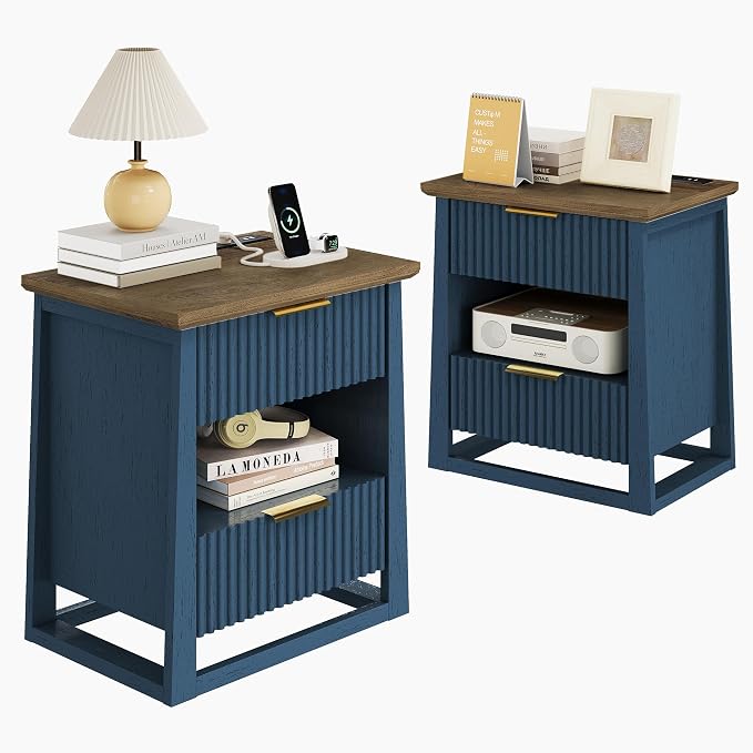 HIFYOBRO Fluted Nightstands Set of 2 by HIFYOBROUS