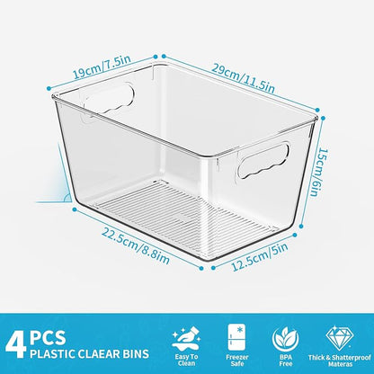 Clear Plastic Storage Bins, 4 Pack Pantry Organizers & Storage Containers - Image 3
