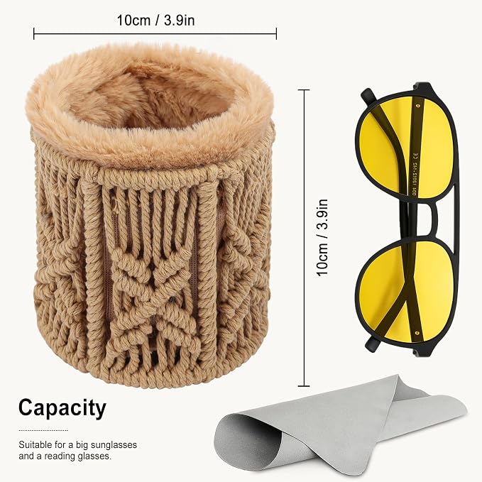 RayLove Glasses Holder for Nightstand, Boho Decor Eyeglass Case, Plush Lined - Image 8