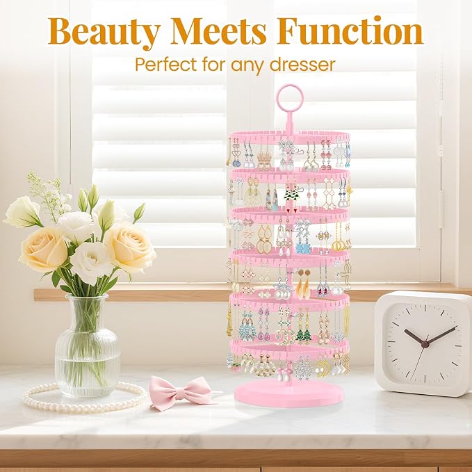 EsLuker.ly Earring Holder Organizer Rotating Stud Display Tree Rack, 6 Tier | - Image 7