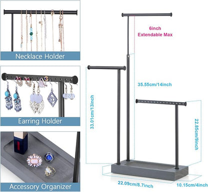 SRIWATANA Jewelry Organizer Display Extra Tall Necklace Holder 3 Tier Jewelry - Image 5