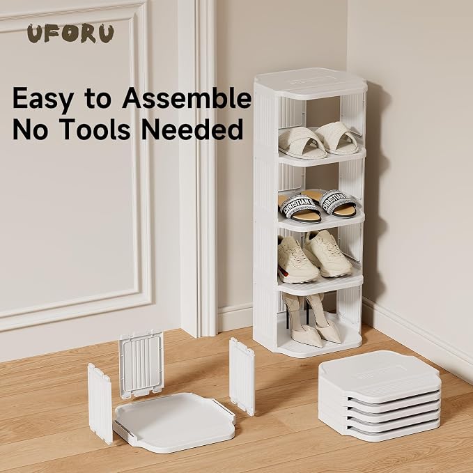 UFORU Small Shoe Rack, 7 Tier Plastic Vertical Shoe Rack - Image 5