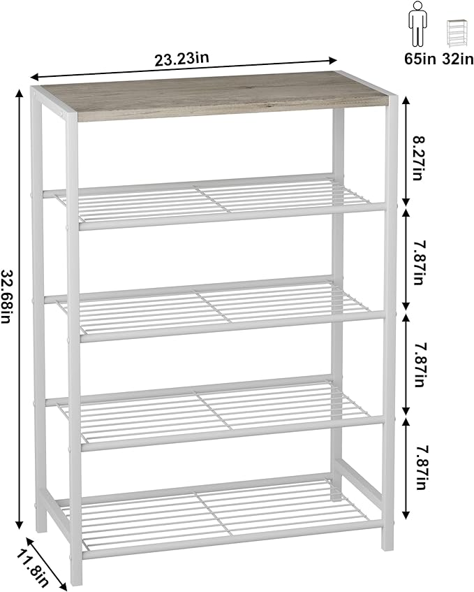 HOMEFORT 5-Tier Shoe Rack, Storage Shelf, Industrial Tower, Narrow Organizer - Image 3