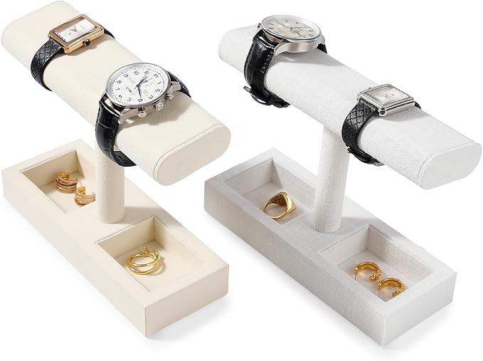 Oirlv Linen T-Bar Watch Display Stand Jewelry Display Props Jewelry Organizer - Image 4