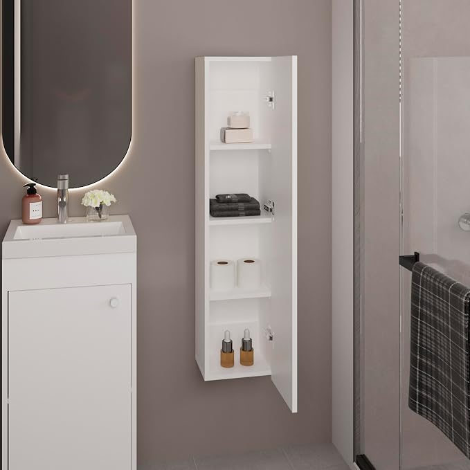 Tuhome Tall Wall Cabinet, 43.3" High Slim One Door Storage - Image 2