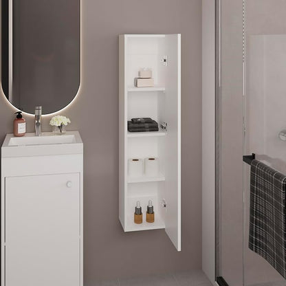 Tuhome Tall Wall Cabinet, 43.3" High Slim One Door Storage - Image 2