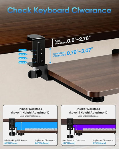 Large Keyboard Tray Under Desk, Pull Out Keyboard & Mouse Tray - Image 7