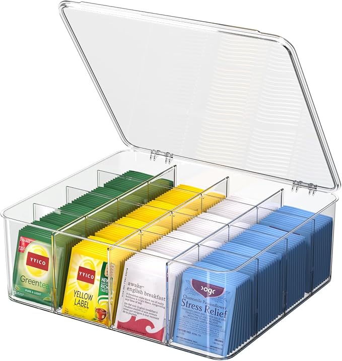 Tea Bags Organizer with Lid: Tea Bag Holder by Weaccompanyyoueverymoment