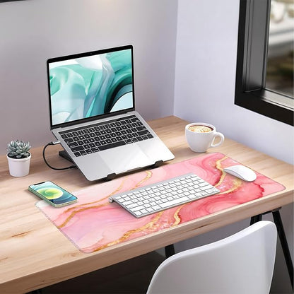 Pink and Gold Stripes Gaming Mouse Pad 35.4"x15.7"Desk Mat Anti-Slip Rubber - Image 7