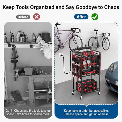JUNNUJ Garage Large Power Tool Organizer Cart - Image 7