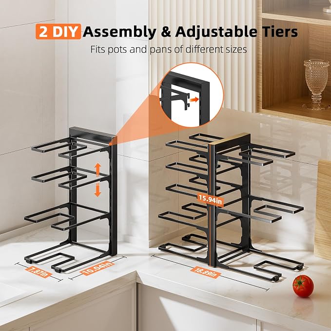 MUDEELA 8-Tier Pots and Pans Organizer under Cabinet, Adjustable Heavy Duty - Image 4