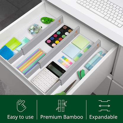 Bamboo Drawer Dividers Organizers, Adjustable Drawer Separator Splitters - Image 5
