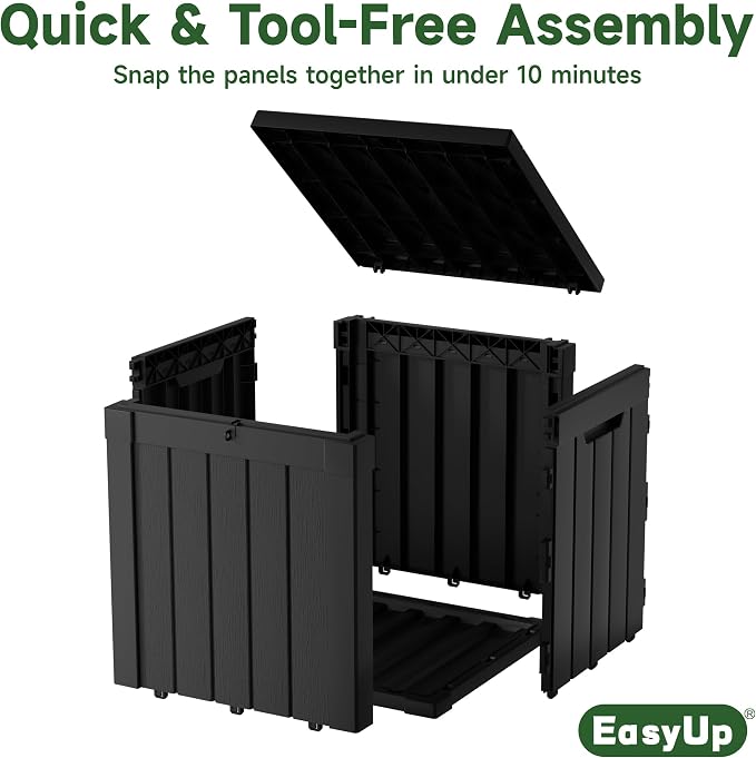 EasyUp 50 Gallon Outdoor Storage Box, Resin Waterproof UV-Resistant Deck Box - Image 9