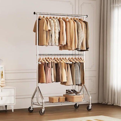 HYSEYY Heavy Duty Clothes Rack, Double Rod Clothing Rack - Image 9