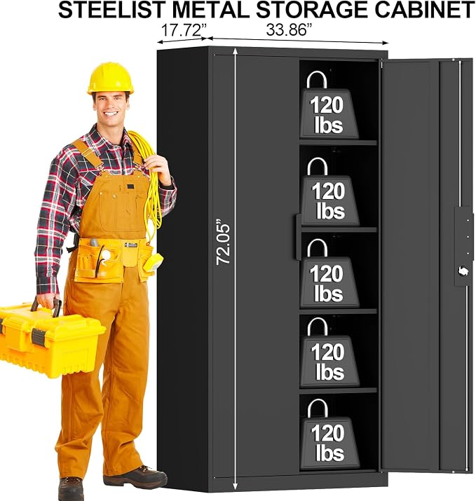 Metal Tall Storage Cabinet, Heavy Duty Locking Cabinets - Image 3
