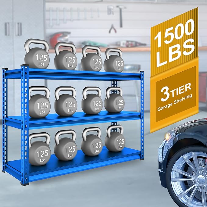 48" W Garage Shelving Heavy Duty, 1500LBS Loads Adjustable Garage Storage - Image 4