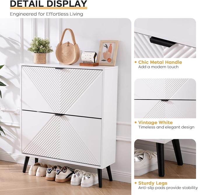 oakvivo Shoe Cabinet Storage, Farmhouse Freestanding Organizer - Image 4