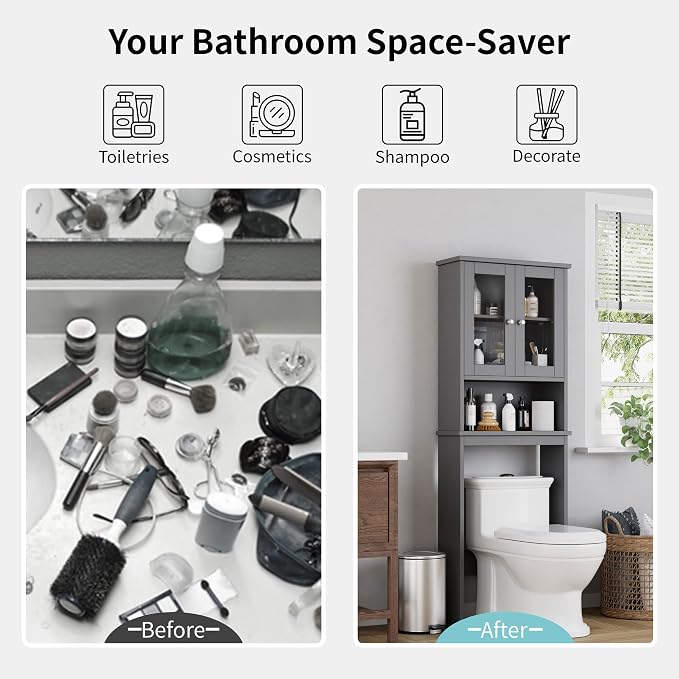 Shintenchi Over the Toilet Storage Cabinet, Bathroom Shelf Organizer - Image 6