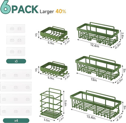 Veken Rustproof & Waterproof Shower Caddy 6-Pack, No Drilling Adhesive Shelves - Image 7