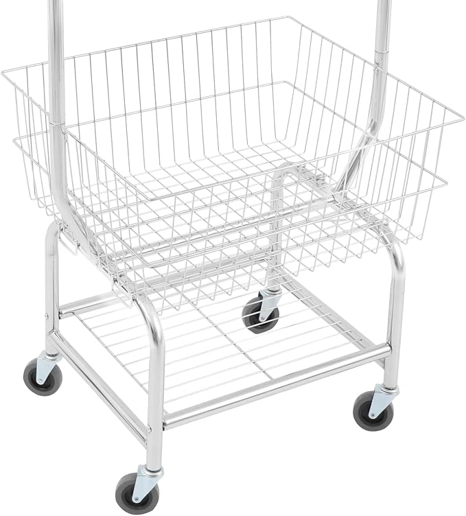 Heavy Duty Steel Wire Laundry Cart, Laundry Basket - Image 7