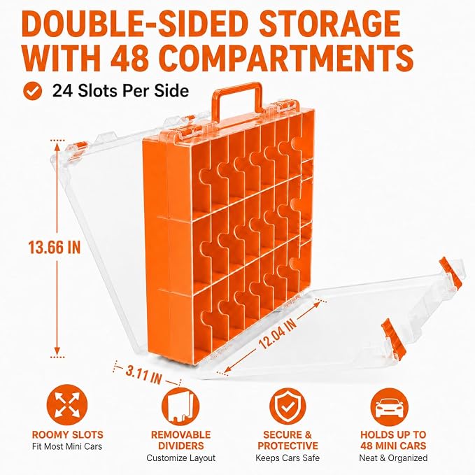 Toy Car Storage Case for Hot Wheels for Matchbox Cars, 48-Slot Organizer | - Image 8