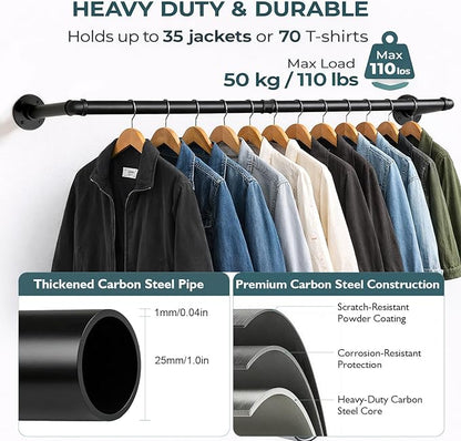Svyrilk 2 Pack 38.4" Industrial Pipe Clothes Rack | Wall Mounted Heavy Duty - Image 2