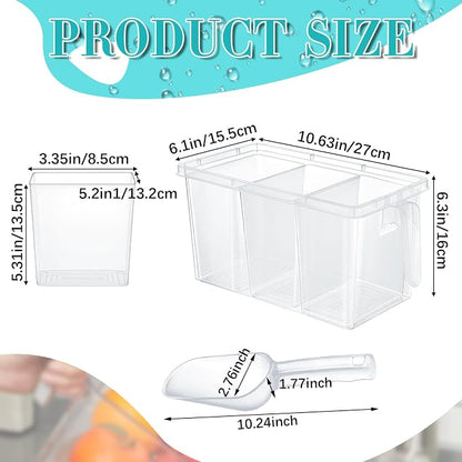 Havawish 3 Divided Ice Bin for Freezer Bucket Ice Container for Freezer - Image 2