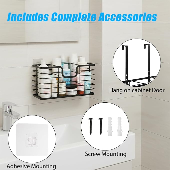 Nicunom Hair Dryer Holder, 3 in 1 Hair Tool Organizer Wall Mounted/Cabinet Door - Image 5