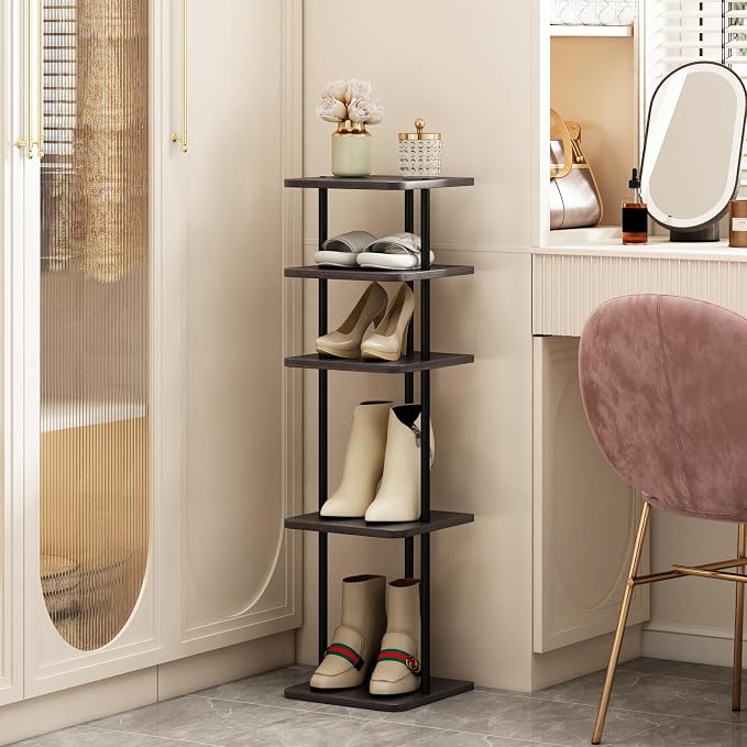 SORCEDAS Shoe Rack Vertical Shoe Shelf Narrow Tall Storage - Image 2