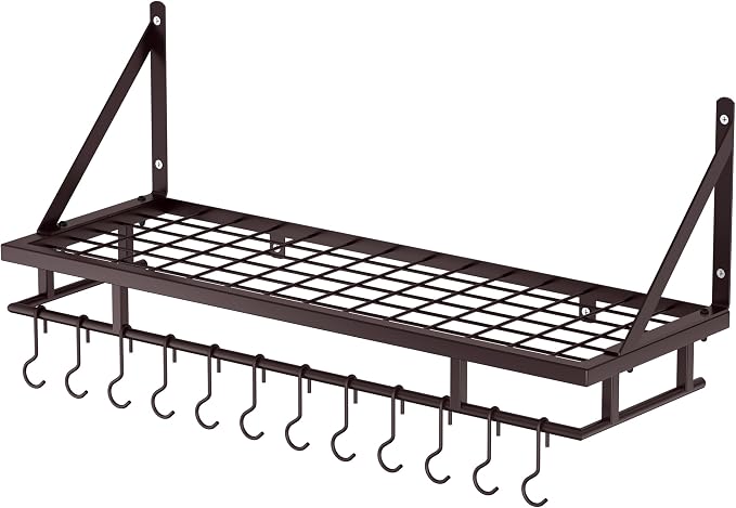 KES 30-Inch Oiled Bronze Pot Rack, Wall Mounted Hanging Pot and Pan Organizer - Image 9