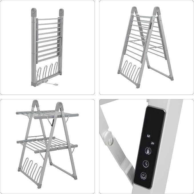 Electric Heated Clothes Drying Rack, Foldable Heated Garment Dryer - Image 8