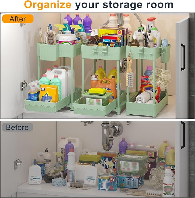 3 Pack Under Sink Organizers, 2-Tier Multi-Use Kitchen and Bathroom Organizers - Image 4