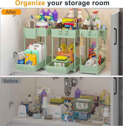 3 Pack Under Sink Organizers, 2-Tier Multi-Use Kitchen and Bathroom Organizers - Image 4