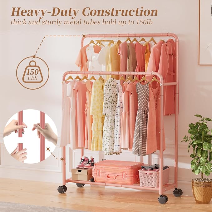 Simple Trending Clothing Clothes Rack Double Rods - Image 6