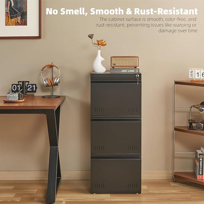 Metal File Cabinet with Lock, Vertical 3 Drawer File Cabinets - Image 6