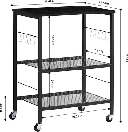 LIANTRAL Rolling Cart, 3-Tier Utility Microwave Bar Coffee Cart Kitchen Storage - Image 2