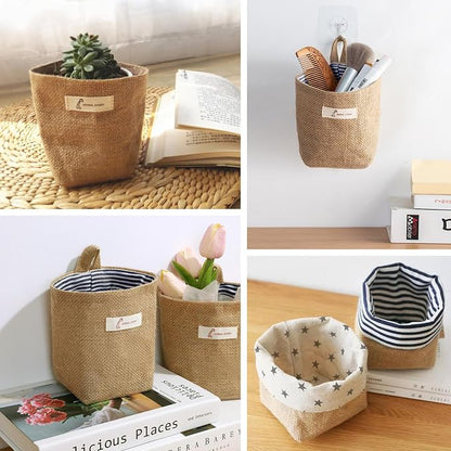 3 PCS Mini Hanging Storage Bag Cotton Linen Small Storage Basket Wall Hanging - Image 6