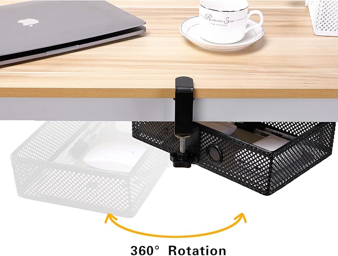 Mesh Desk Organizer and Clamp-on Swivel Pencil Drawer, Desk Hidden Extra Sturdy - Image 3