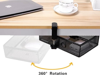 Mesh Desk Organizer and Clamp-on Swivel Pencil Drawer, Desk Hidden Extra Sturdy - Image 3