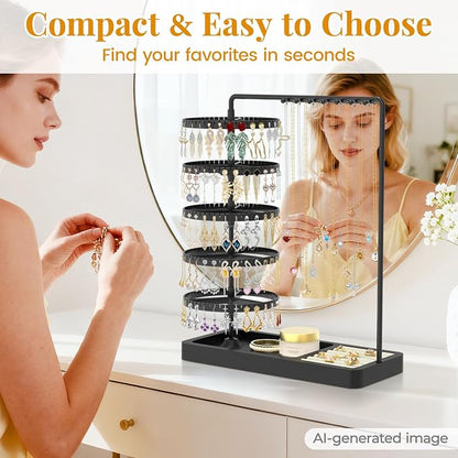 EsLuker.ly Earring Holder Organizer Necklace Display Stand Jewelry Storage | - Image 3