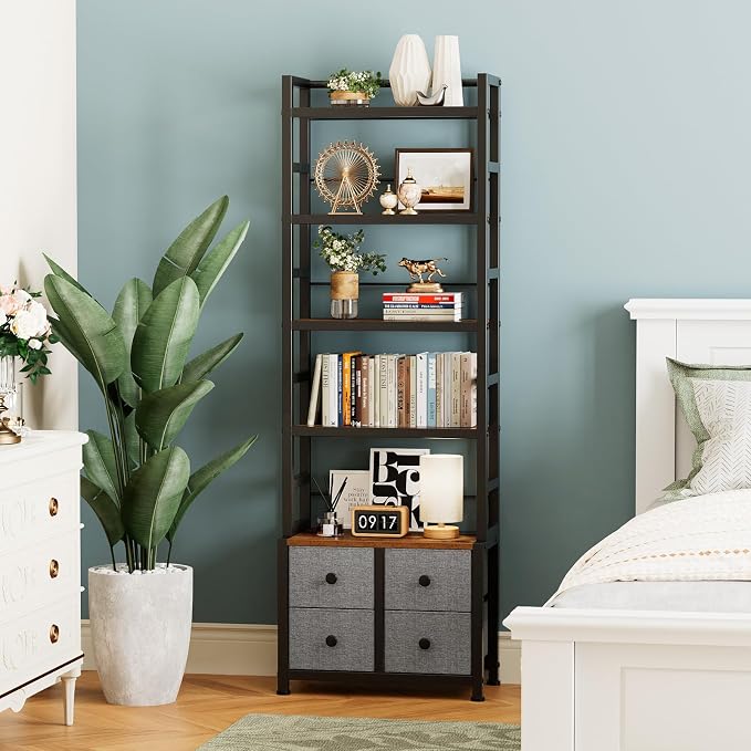 5 Tier Bookshelf, Modern Bookcase - Image 7