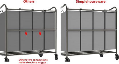 Simple Houseware 4-Bag Heavy Duty Laundry Sorter Rolling Cart, Dark Grey - Image 8
