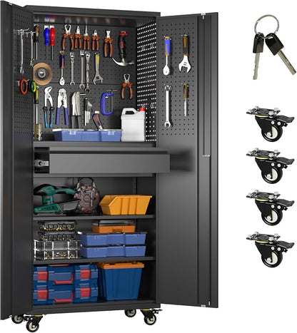 Metal Garage Cabinet with Wheels, Office Assembly Required by METALYEYE