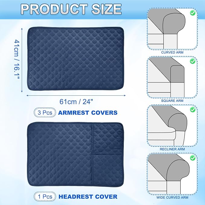 uxcell 4Pcs Sofa Armrest Covers, Armchair Covers - Image 2