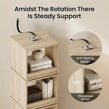 ModernMate 4-Tier Rotating Bookshelf Tower, 360° Spinning Wood Narrow Tall Book - Image 6